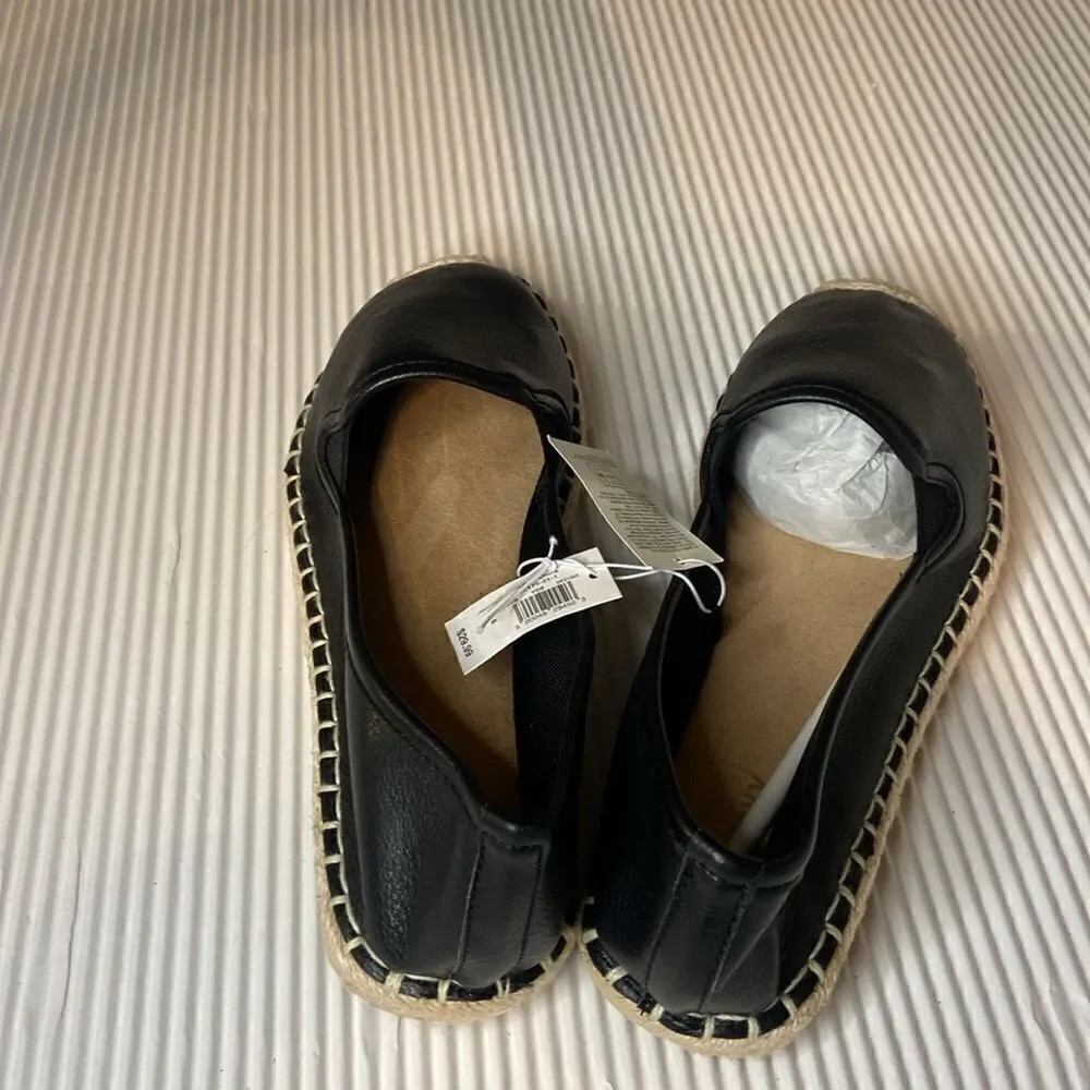 Faux-Leather Espadrille Flats size 8 NWT